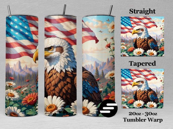 3D American Flag Eagle Tumbler Wrap Graphics for Crafts