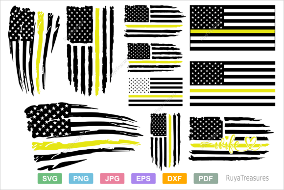 911 Thin Yellow Line Distressed Flag SVG – Graphics & Crafts