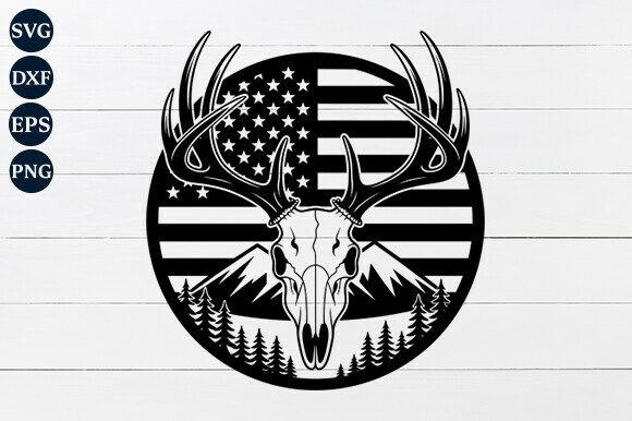 American Flag Deer Skull SVG