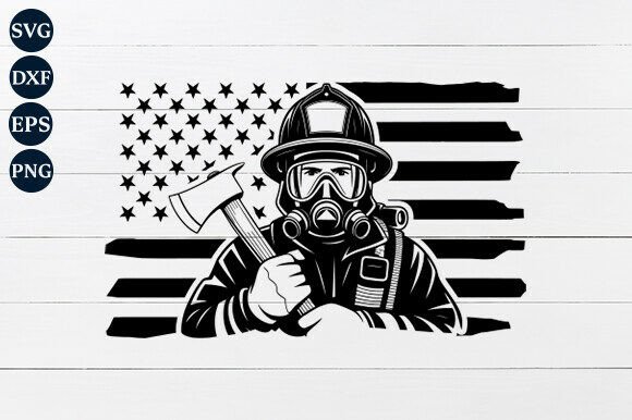 American Flag Fireman SVG: Graphics for Patriotic Crafts