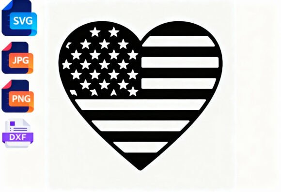 American Flag Heart SVG Cut File