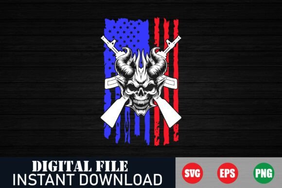 American Flag Skull Vector Illustration: Graphics for Bold Crafts