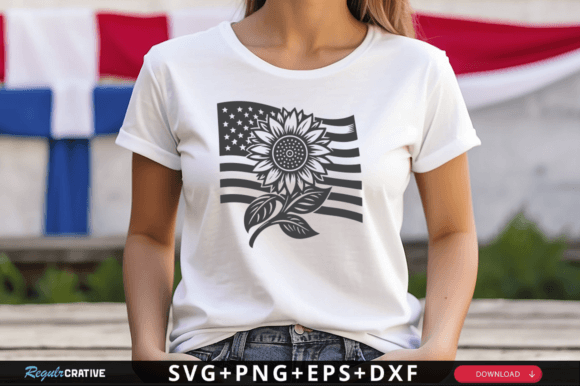 American Flag with Sunflower SVG Design for Crafts & Graphics