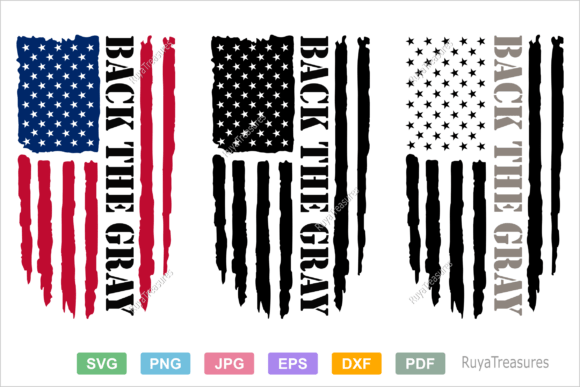 Back the Gray Distressed American Flag: Graphics for Crafts & Branding