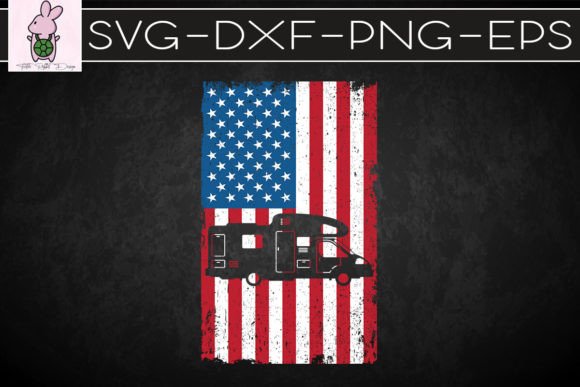 Camping RV American Flag 4th of July Graphics
