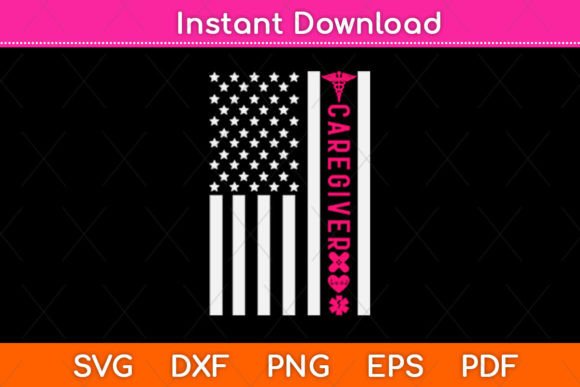 Caregiver Nurse American Flag SVG Design