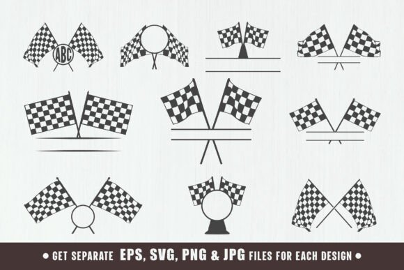 Checkered Flag Monogram & Cross Flag Graphics for Crafts