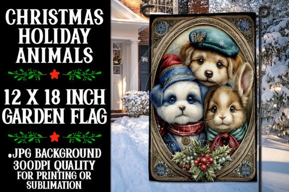 Christmas Animals Garden Flag Design 8: Graphics for Crafts