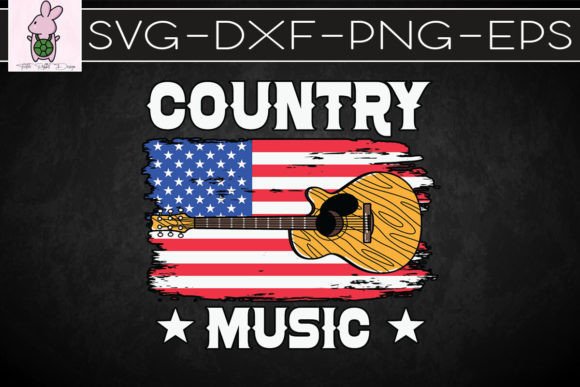Country Music US Flag Guitar SVG Graphics for Crafts