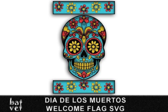 Day of the Dead Welcome Flag Vector SVG