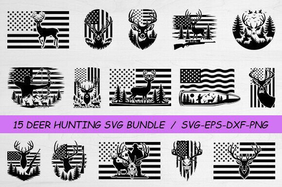 Deer Flag SVG Bundle: Hunting Graphics for Crafts & Content