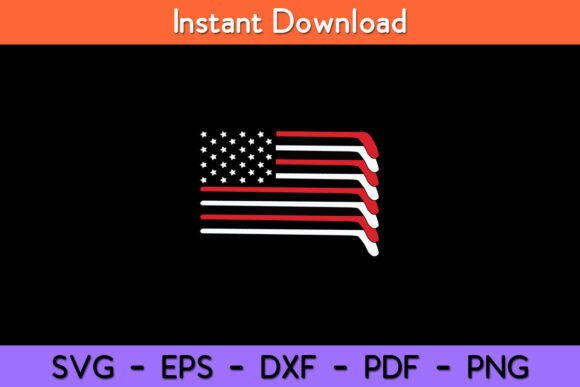 Hockey Stick USA Flag Faded Hockey Graphics