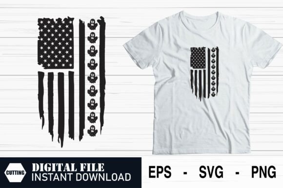 Horror-Themed US Flag Vector for Crafts & Graphics