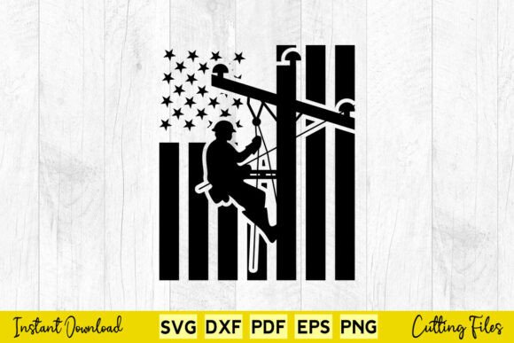 Lineman USA Flag Patriotic Lineman SVG Graphics for Crafts