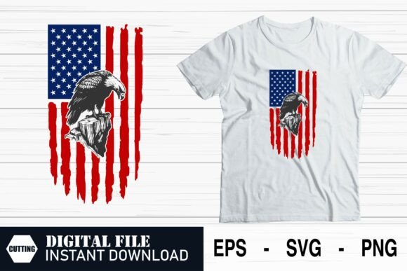 Mighty Eagle on American Flag: Graphics for Crafts & Brand Projects