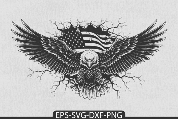 Patriotic Eagle Wings SVG American Flag Graphics for Crafts