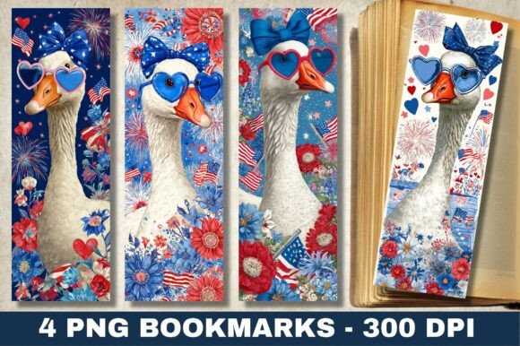 Patriotic Goose America Flag Bookmark Graphics