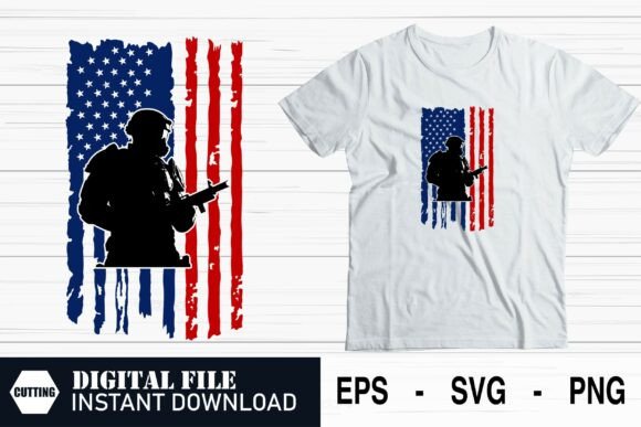Patriotic Soldiers Saluting Waving Flag Graphics