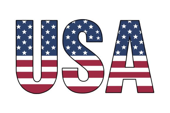 Patriotic USA Flag Typography Art: Graphics for Crafts