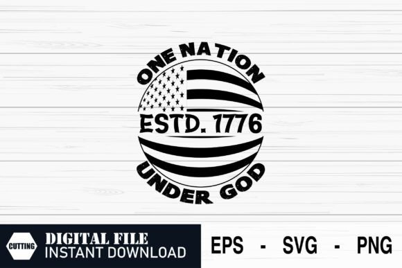 Retro American Flag One Nation 1776 Graphics for Crafts