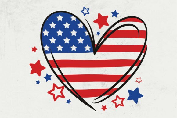 USA American Flag Heart SVG & PNG Graphics for Crafts
