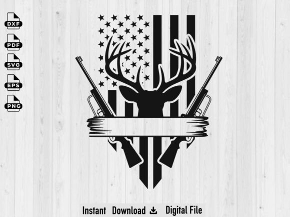 USA Deer Hunting SVG & Flag Graphics for Crafts
