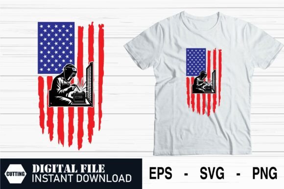 USA Flag Welding Helmet Vector Cut File: Graphics & Crafts Asset