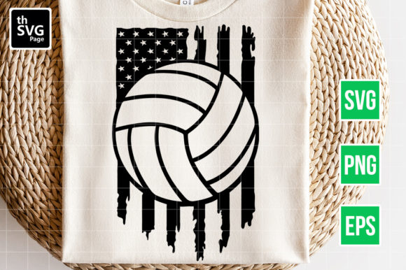 Volleyball American Flag SVG