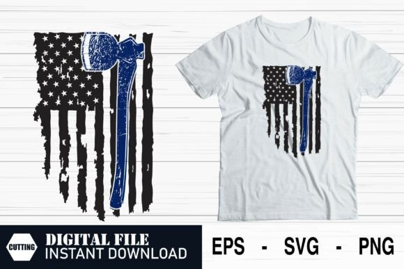 Weathered Axe Flag Vector Firefighter Graphics