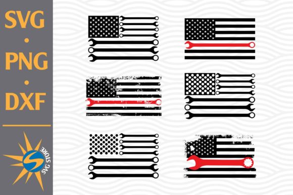 Wrench US Flag: Graphics & Crafts Design Asset